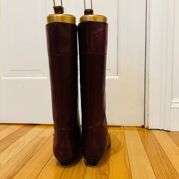 Vintage Etienne Aigner Burgundy Leather Oxblood Riding Boots Size 8.5 M - Picture 6 of 16